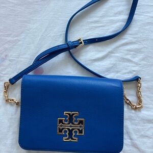 Tory Burch Royal Blue Crossbody Bag with Gold Accents